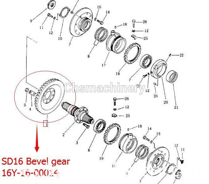Shantui bulldozer SD16 bisel 16Y-16-00014 Shantui bulldozer SD16 bevel gear 16Y-16-00014